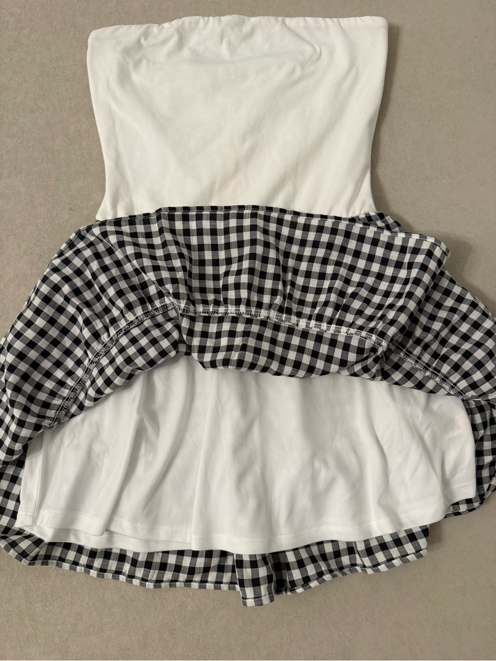 Thirty Thirty Strapless Gingham Tiered Mini Dress Size M Black White NWT - Picture 9 of 17